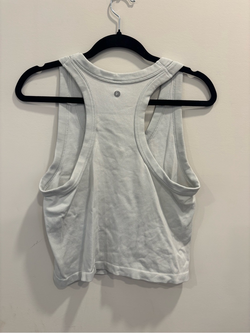 Light Gray Ribbed Tank Top with Subtle Logo - Picture 2 of 3
